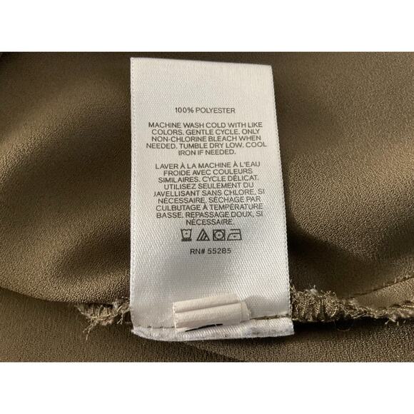 Express Women's Large Olive Green Blouse V-Neck Button Front Long Sleeve RN55285 - Picture 8 of 9